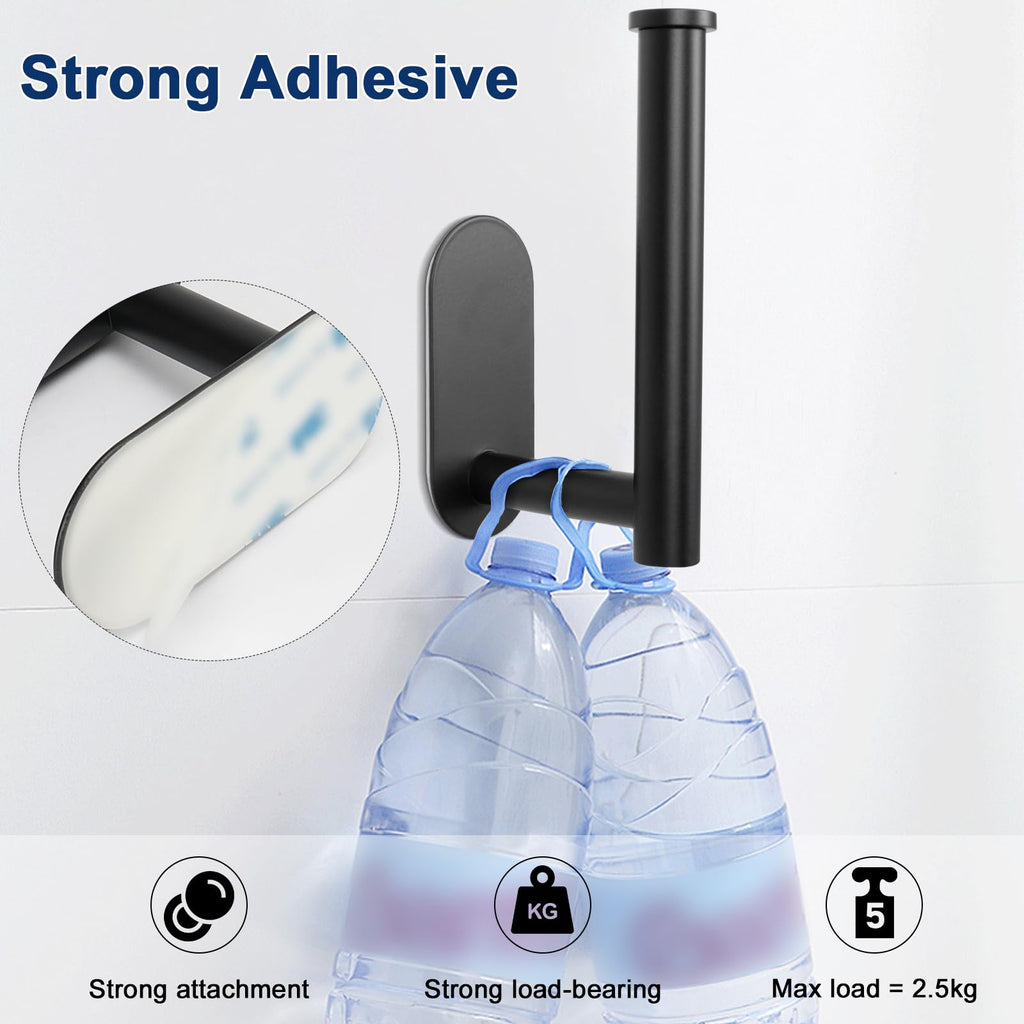 NearMoon Toilet Paper Holder Self Adhesive, Premium Thicken SUS304 Stainless Steel Rustproof Adhesive Toilet Roll Holder no Drilling for Bathroom, Kitchen, Washroom (4 Pack, Matte Black)