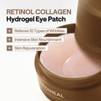 Mediheal Retinol Collagen Under Eye Patches - Korean Hydrogel Eye Pads (60 patches) with 95% Retinol & 5 Micro Collagen. Nourishing & Non Irritating Eye Gel Mask. Sealing Cap & Spatula Included.