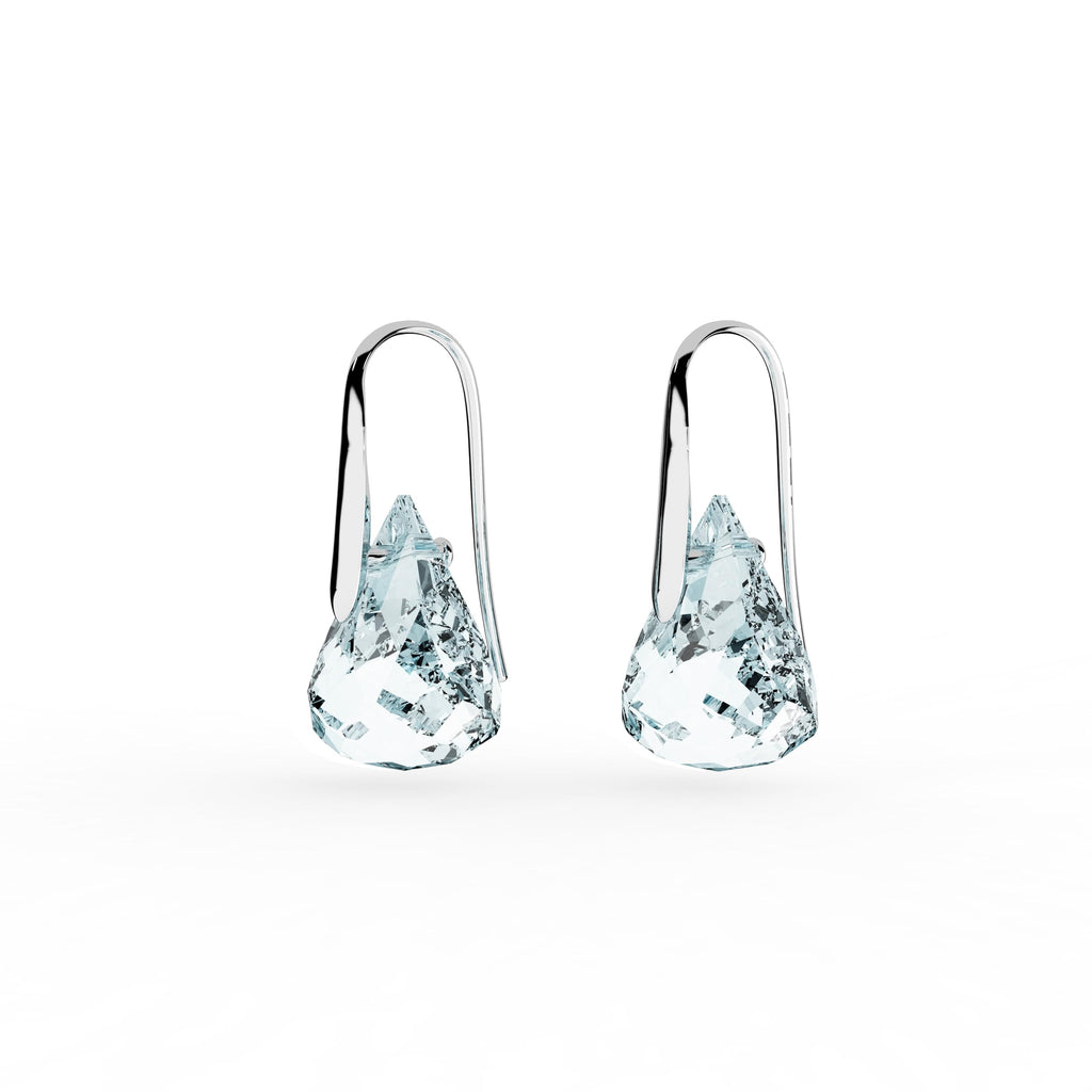 Swarovski Lunar drop earrings, Blue, Rhodium finish