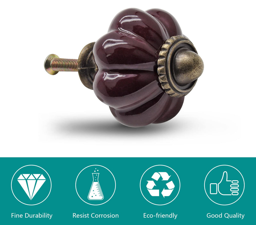 Seimneire 25pcs Dark Purple Vintage Ceramic Cabinet Knobs and Drawer Pulls with Mounting Screws