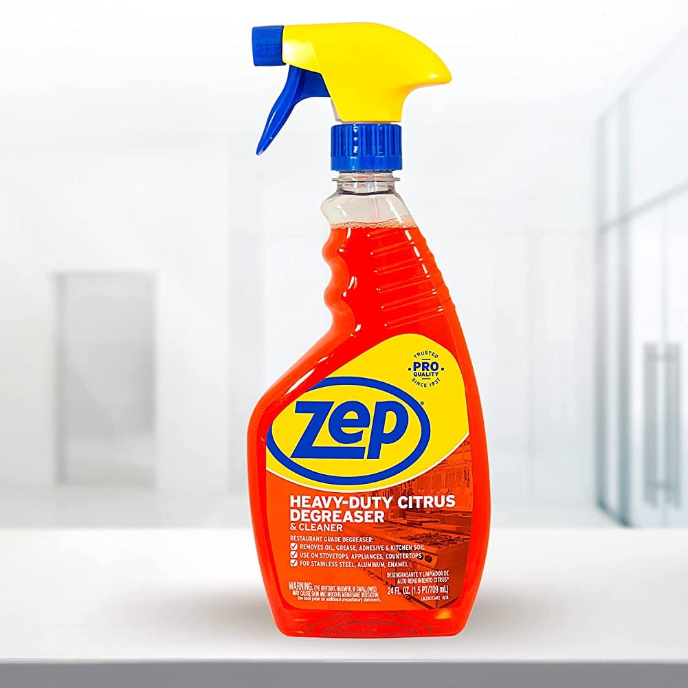 Zep Heavy-Duty Citrus Degreaser and Cleaner - 24 oz (Case of 12) ZUCIT24 - Restaurant Grade, Removes Oil, Grease, Adhesive, and Kitchen Soil on Stovetops, Appliances