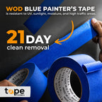 Made in USA Blue Painter’s Tape - 1 inch x 60 yds. (12 Pack) Thick & Wide Masking Tape for Safe Wall Painting, Building, Remodeling, Labeling, Edge Finishing