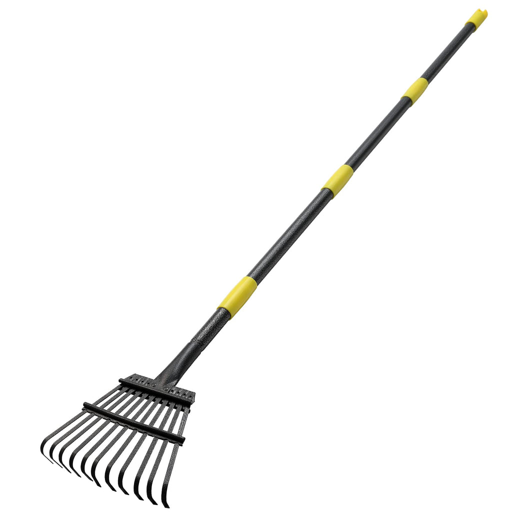 Rake for Leaves, Heavy Duty Small Leaf Rakes for Lawns & Yard with 60” Length 8.5” Width 11 Metal Tines, Lightweight Gardening Rake for Women Men Kids for Shrub,Grass,Mulch