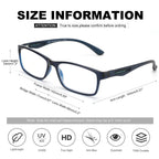 CARA Progressive Reading Glasses for Men Multifocus TR90 Readers, Superior Lightweight Blue Light Blocking Eyeglasses 2 Pack(Black+Blue, +3.50)