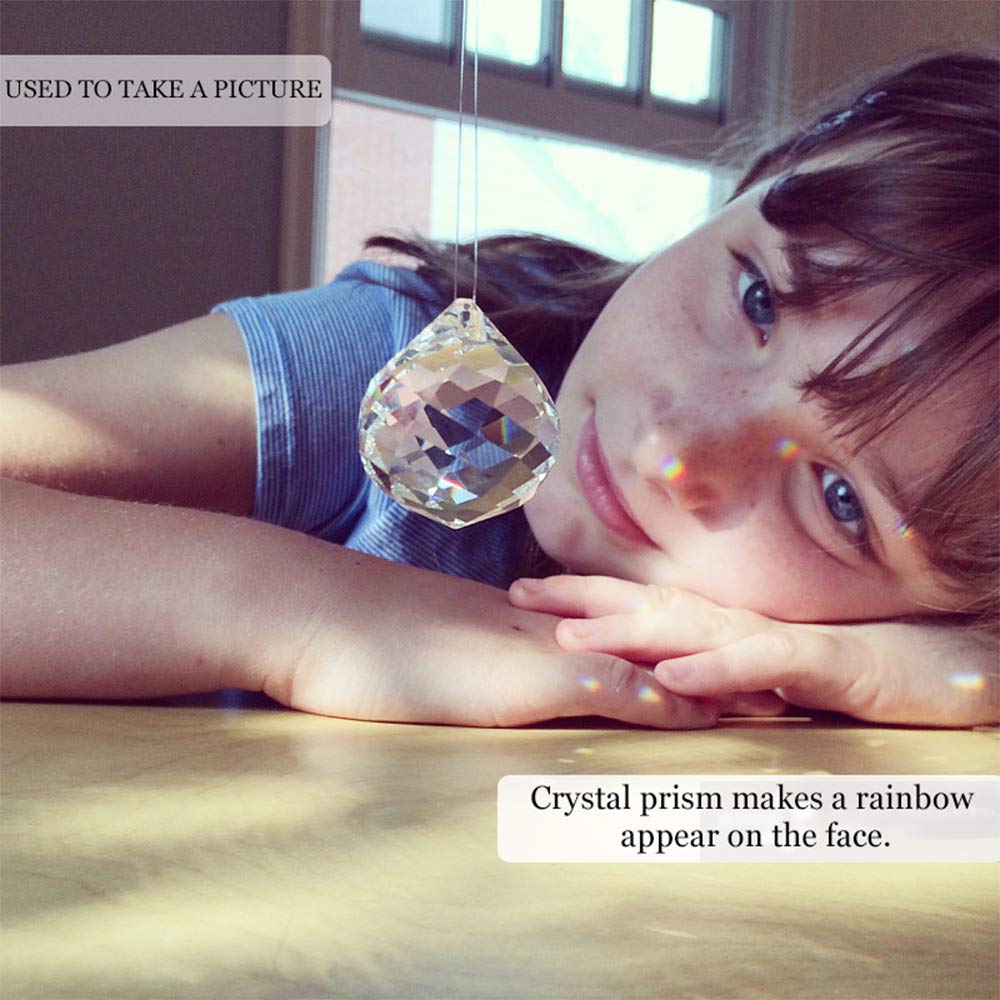 MerryNine Clear Crystal Sun Catcher Suncatcher Prism Ball with Metal Chains