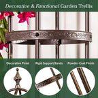 Plow & Hearth Metal Garden Obelisk | Indoor/Outdoor | Powder-Coated Steel | Trellis for Climbing | Floral Pattern | 11" Dia. x 7'H | Bronze