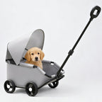 Luxury Pet Stroller, Gray, Foldable Design with Adjustable Canopy,Small Dog Wagon, for Small Dogs and Cats, with Extended Handle