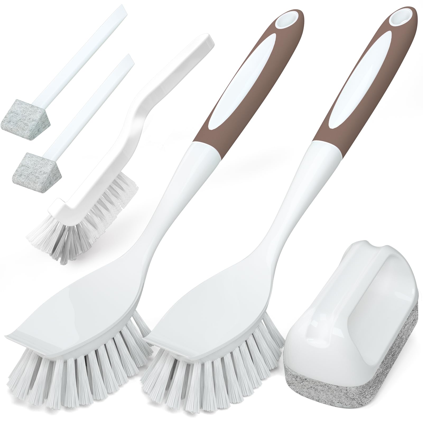 Holikme Dish Brush Cleaning Brush Set for Cleaning Groove Gap,Brown