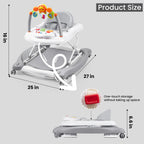 Boyro Baby Baby Walker, 5-in-1 Baby Walkers for Boys and Girls 6-12 Months with Bouncer, Removable Footrest, Feeding Tray & Music, Foldable & Adjustable Activity Walker for 6-18 Months Toddler Infant