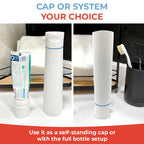 SqueezMe EasyPump Toothpaste Dispenser System - No-Mess Toothpaste Dispenser for Kids, Adults, Families - Hygienic Design & Easy One-Hand Use - Organizers & Accessories for Bathroom - Universal Fit