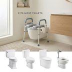 Toilet Seat Risers for Seniors Bedside Commode for Elderly Width and Height Adjustable Raised Toilet Seat with Handles for Elderly Handicap, Elevated, Pregnant, Fit Any Toilet Heavy Duty Up to 400lbs