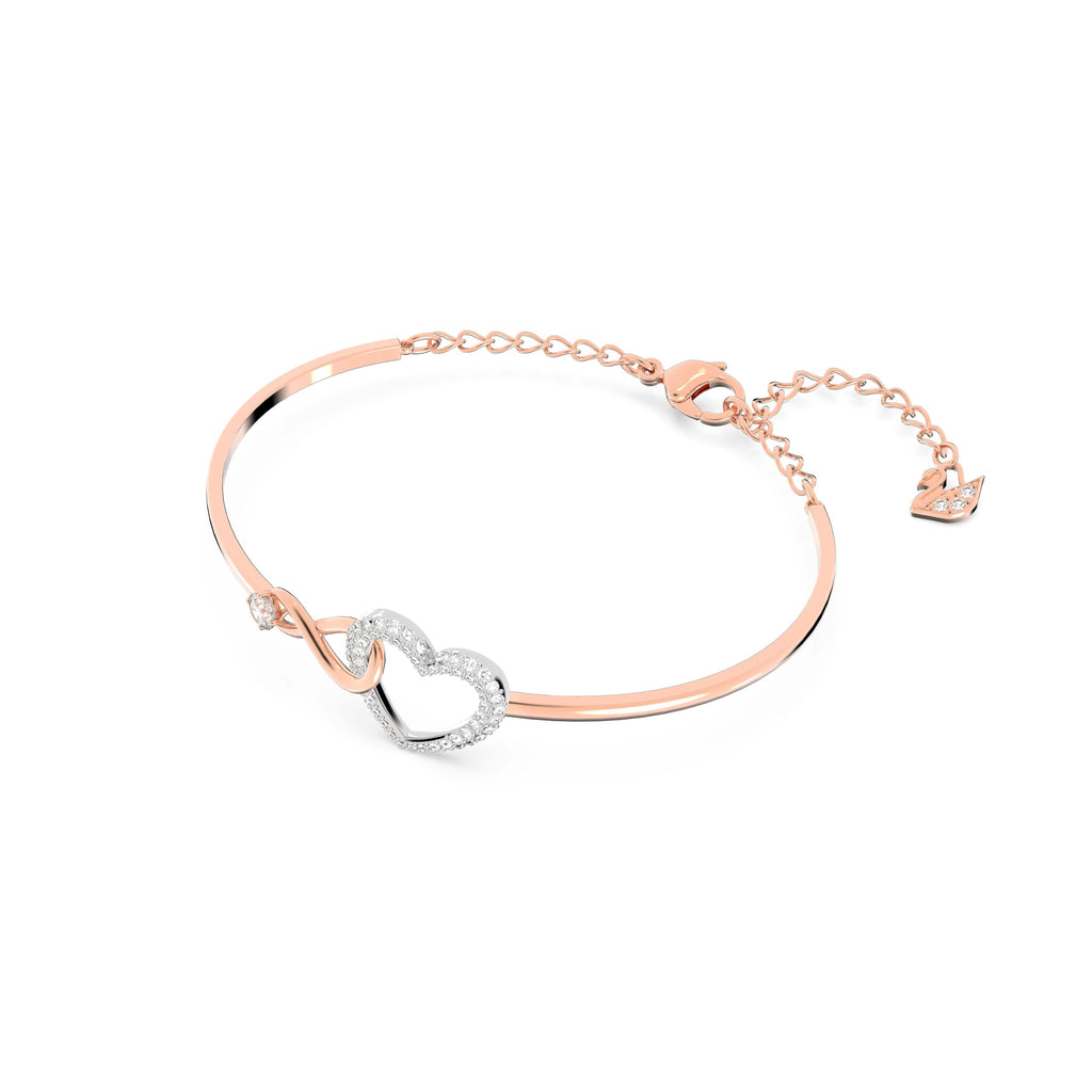 Swarovski Hyperbola Women's Bangle Bracelet with a Rose-Gold Tone Plated Bangle, Clear Crystals and Lobster Clasp