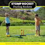 Stomp Rocket Original Dueling Rocket Launcher for Kids, 4 Rockets - Fun Backyard & Outdoor Kids Toys Gifts for Boys & Girls - Toy Foam Blaster Set Soars 200ft - Multi-Player Launcher Stand