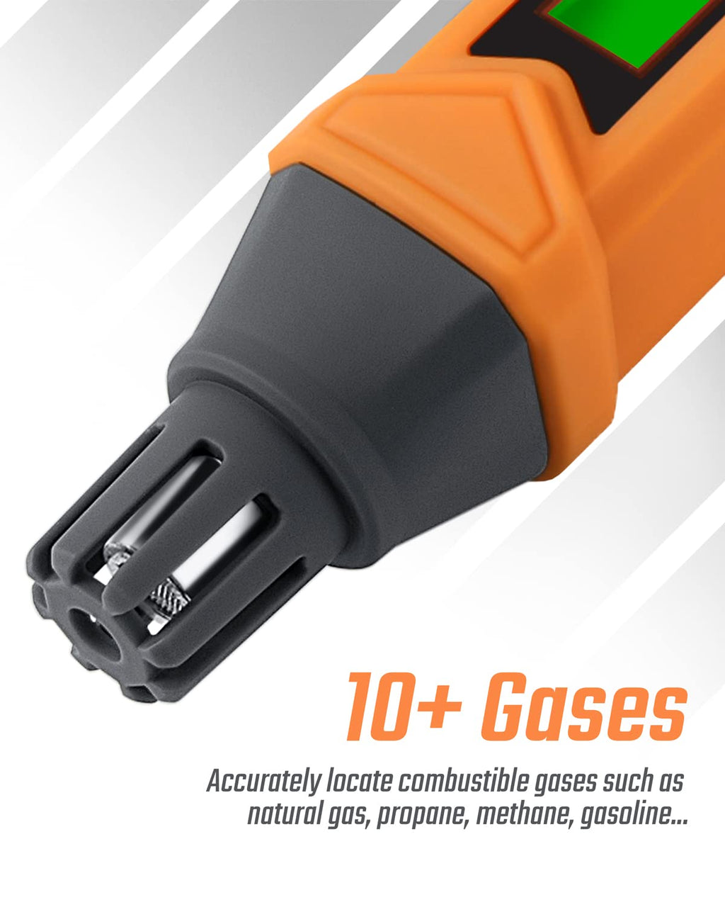 PT199 Natural Gas Leak Detector with Audible & Visual Alarm, Portable Gas Sniffer to Locate Combustible Sources Like Methane, Propane for Home(Includes Battery x2)-Orange