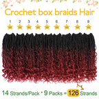 Fulcrum Goddess Box Braids Crochet Hair 10 Inch, 9 Packs Boho Box Braids Crochet Hair for Women, Pre-looped Bohemian 3X Crochet Braids with Curly Ends (10Inch, 1B/99J/530#)