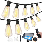 Bdrofn 120FT Solar String Lights Outdoor,Solar Patio Lights Waterproof with Remote & 40+2 Dimmable ST38 Shatterproof LED Bulbs,Commercial Grade Solar Powered String Lights for Outside
