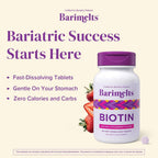 BariMelts Biotin 5000mcg, 90 Fast-Dissolving Tablets (3-Month Supply), Sugar-Free Bariatric Vitamins for Women, Natural Strawberry Flavor