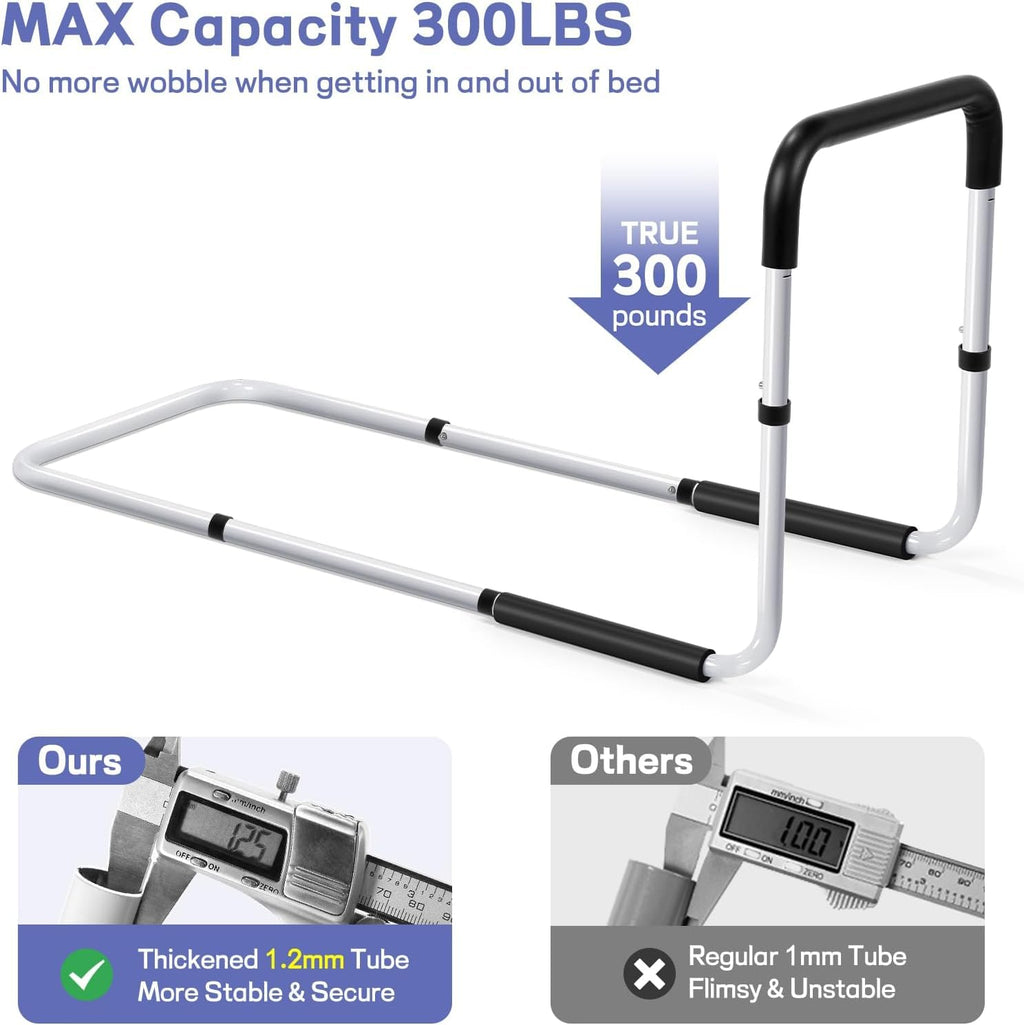 TABEKE Bed Rails for Elderly Adults Safety, Adjustable Senior Bed Assist Rail with Non-Slip Handle and Double Side Storage Pocket Fits King, Queen, Full, Twin Bed