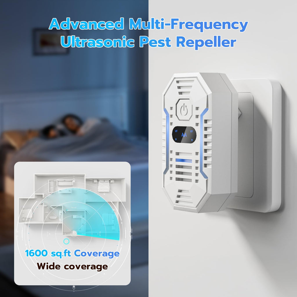 2026 Upgrade Ultrasonic Pest Repeller, 4 Pack Plug-in Electronic Mouse Deterrent with Smart Frequency, Safe & Quiet Indoor Rodent Repellent for Mice, Rats, Roaches, Ants, Spiders, Mosquitoes & Bugs