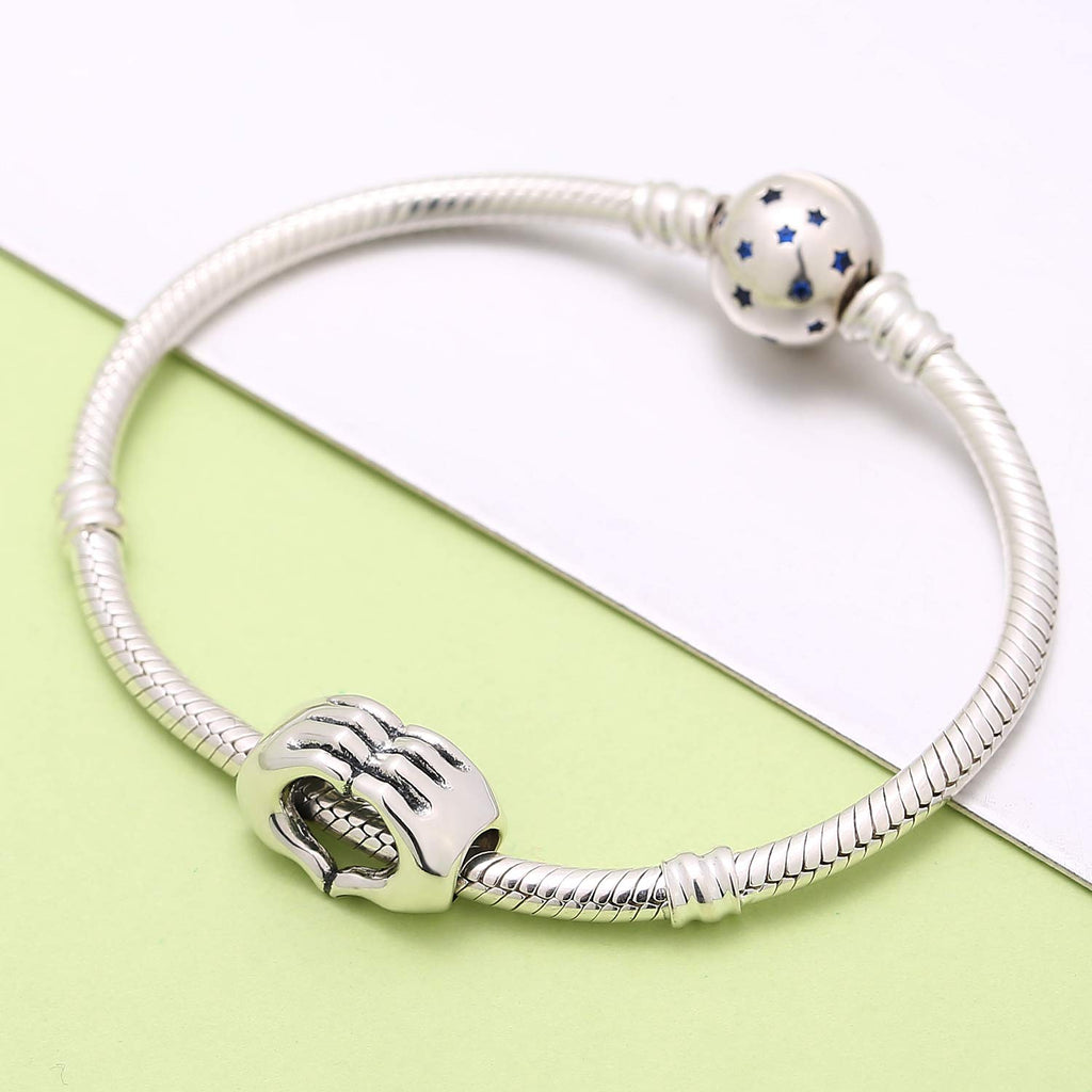 925 Sterling Silver Heart Hands Charm fit Pandora Bracelets, Gift for Women