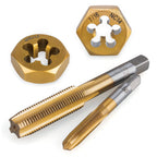 86-Piece Master Tap and Hex Die Set, Premium Titanium Coating | SAE Size #4 to 5/8”, Metric Size M3 to M16 | For All Coarse, Fine, Pipe Threads | Complete with Holders, Stocks, Gauges and Metal Case
