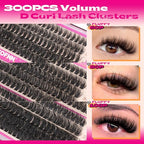 DIY Lash Extension Kit Fluffy Lash Clusters Kit 300PCS Eyelash Clusters with Bond and Seal Glue Thick 60D+80D+100D Cluster Eyelash Extensions Kit D Curl Volume Individual Lashes Kit at Home by Eefofnn