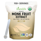 Durelife Organic 100% Pure Monk Fruit sweetener, No Erythritol, Monkfruit Extract Powder, USDA organic NON-GMO Project Verified, Keto Certified OU kosher No Fillers Zero Calorie Sugar Substitute 10 OZ