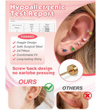 Ngiftey 8 Pairs Screw Back Stud Earrings, Gold Plated