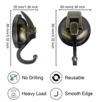 YSSILADI Heavy Duty Vacuum Suction Shower Hooks - Glass Suction Cup Bathroom Robe Hooks, Reusable, No Hole Punched - Bronze, 4 Pack