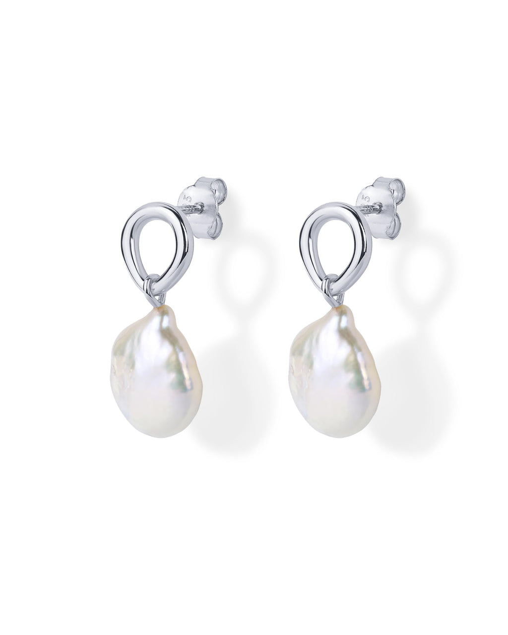PAVOI 925 Sterling Silver Pearl Statement Wedding Drop Earrings, White Gold