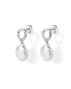 PAVOI 925 Sterling Silver Pearl Statement Wedding Drop Earrings, White Gold