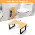 Bamboo Toilet Stool Foldable, 7 in, 8 in Or 9 in Adjustable Height Squat Stool Potty for Adults, Sturdy Poop Step Stool for Bathroom, Improve Squatting Posture, Non-Slip,500 lbs Capability