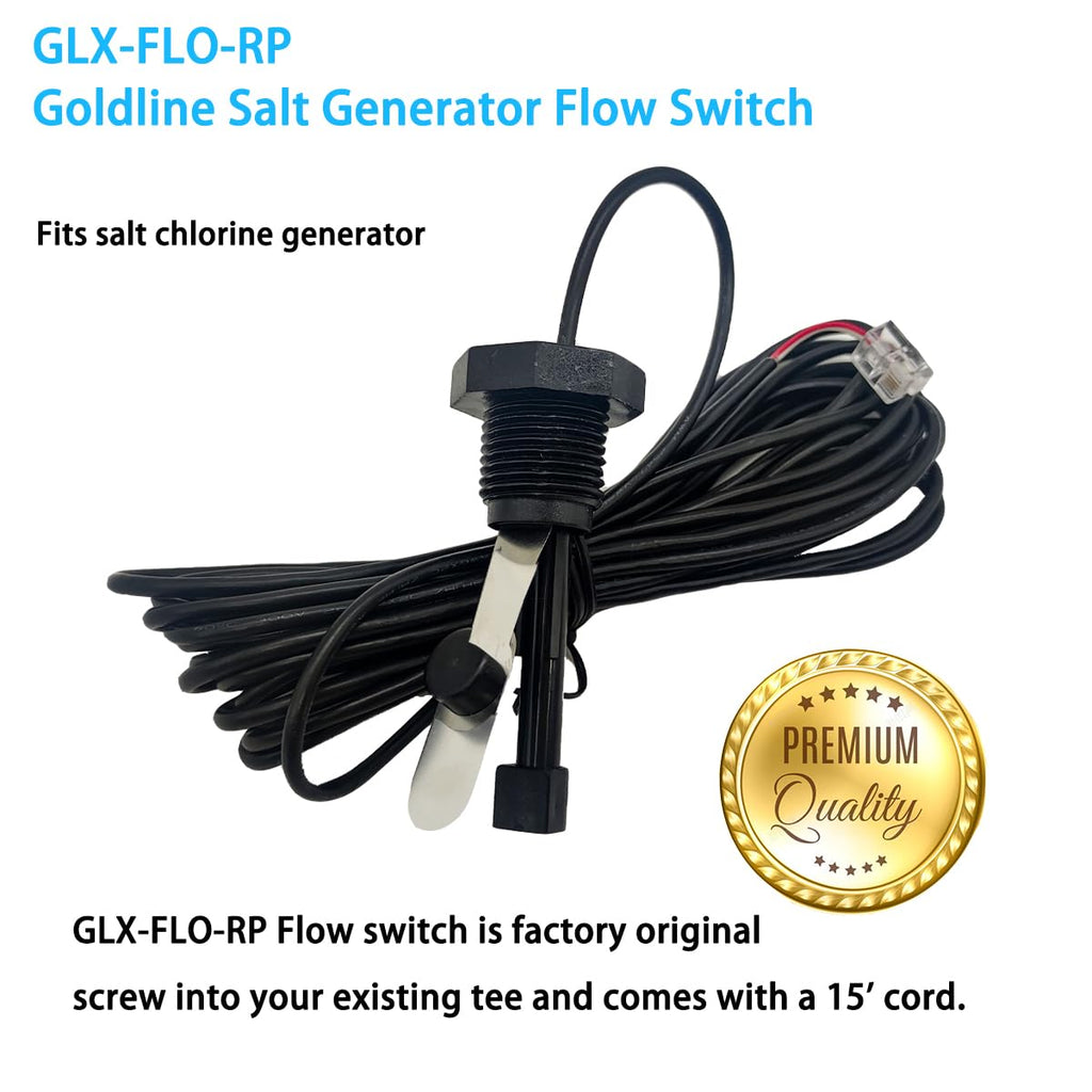 BNRSZ 2025 Upgraded GLX-FLO-RP Pool Flow Switch Compatible with Hayward Goldline and Aquarite Salt Systems, Salt Cell Pool Flow Sensor, Metal Sensing Construction, 15 ft. Cable,