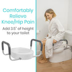 Vive Raised Toilet Seat Riser for Seniors (with Handles) - Handicap Rail Grab Bar Seat for Over Toilet - Elevated Safety for Elderly, Disabled, Medical - Standard