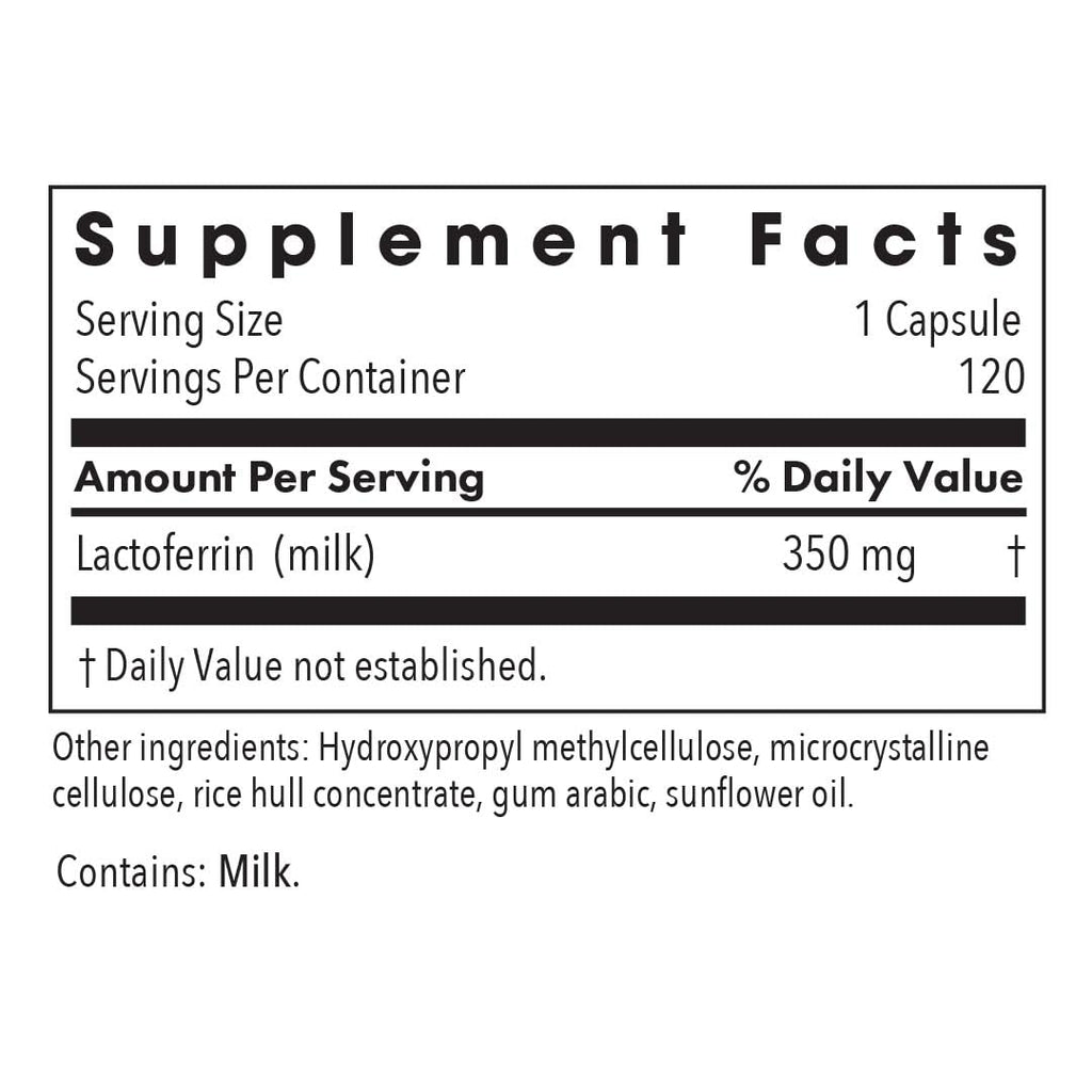 Allergy Research Group ARG Laktoferrin - 350mg Lactoferrin - Immune System & Gut Health Support - Gluten-Free & Non-GMO - 120 Servings - 120 Capsules