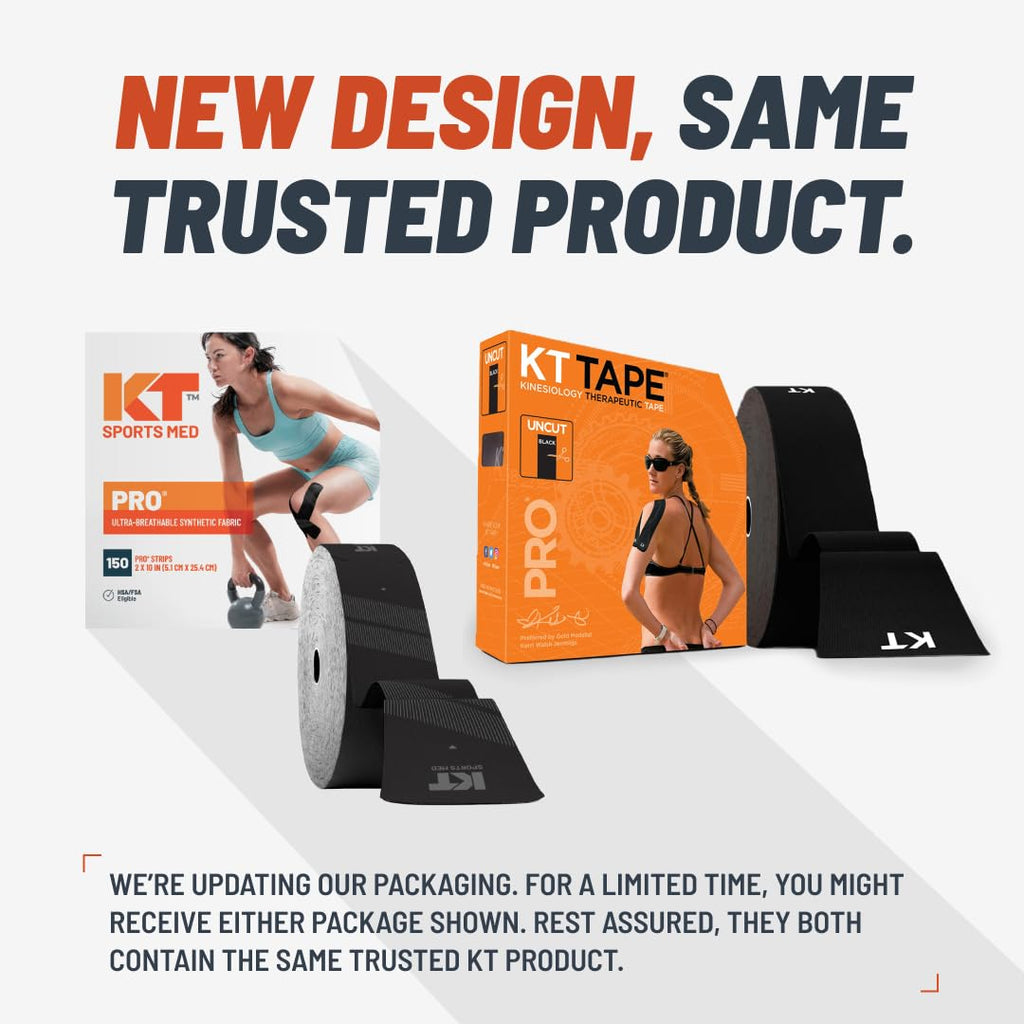 KT Tape, Sports Med, PRO 150 Strip 10", Precut, Jet Black