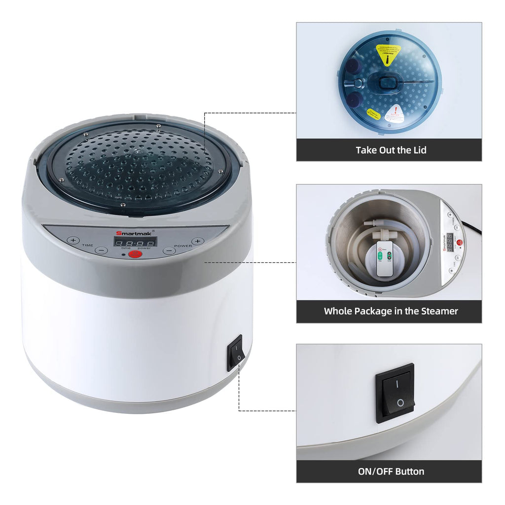 Smartmak Sauna Steamer, Portable 4L Upgraded 1500W Steam Pot Generator with Remote Control, Spa Machine with 99 Minutes Timer Display, Herbal Box for Body Detox, 110V US Plug