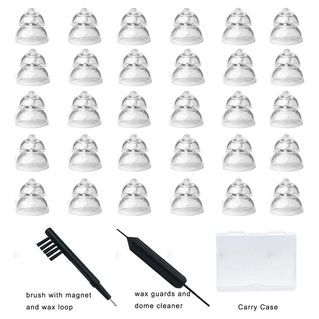 MiniFit Power Domes for Oticon Hearing Aids - 8mm Replacement Domes for Oticon Mini RITE Hearing Aids with Cleaning Brush Tools Kit and Carry Case (8mm)