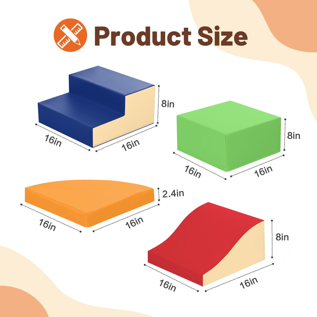 TODIBY 4-Piece Soft PU Leather Toddlers Climbing Toys, Foam Climbing Blocks for Toddlers, Baby Play Set Foam Climb Structures for Toddler 3+, Indoor Crawl Activity Play Gym