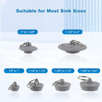 Hibbent 6 Pieces Drain Stopper, Rubber Kitchen Sink Drain Plug with Pull Ring for Bathtub, Kitchen, Bathroom and Laundry Sink in 6 Different Sizes, Grey