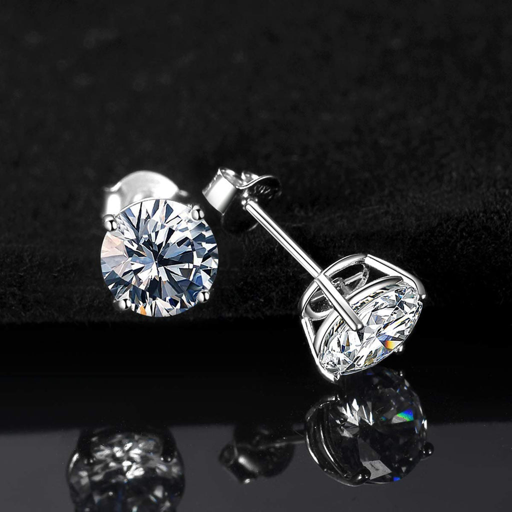 Sterling Silver Stud earrings Set Silver CZ Stud Earrings for Women 4567mm