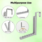 BAKON Over The Door Hanger Folding Clothes Drying Rack, Folding Hanging Coat Rack for Indoor Laundry Room Compact Small Space Foldable Portable Clothing Hanger Hook Collapsible-4 Pack (Gray)