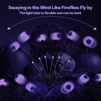 2PACK Scary Eyeballs Solar Garden Light Halloween Decorations Outdoor,Swaying Firefly with 12LED Purple Spooky Eyes Lights-Waterproof Ornaments Solar Halloween Lights for Lawn, Patio, Party Decor