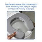 Soft Padded Toilet Seat Cushion with 2-Inch High-Density Foam & Waterproof PU Fabric, U-Shape Padded Toilet Cushion - Secure Hook & Loop Tape, Fits Standard/Elongated Toilets (Grey)