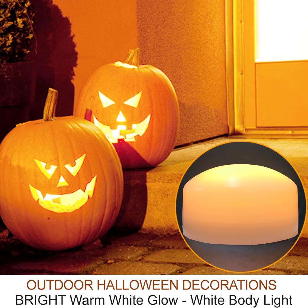 HOME MOST 2-Pack Large Halloween Pumpkin Lights with Remote and Timer - White Pumpkin Lights Battery Operated Halloween Decor - Bright Jack-O-Lantern Decorations