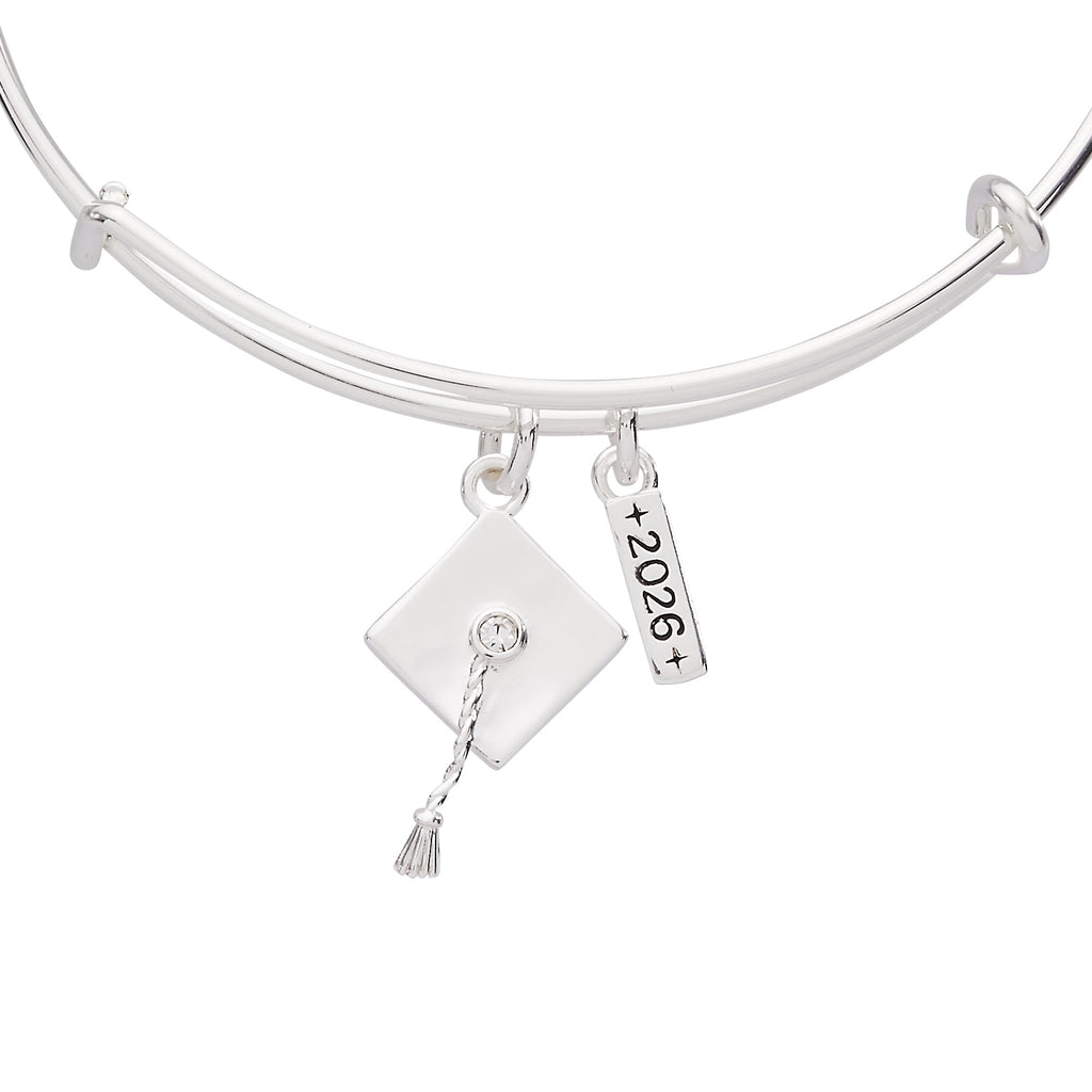 Alex and Ani Graduation 2026 Multi-Charm Bangle, Brass Shiny Silver