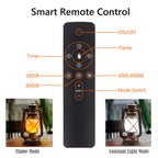 Lantern LED Battery Powered Camping Lamp Outdoor Hanging Rechargeable Lantern Flickering Flame Retro Lanterns Remote Control 4 Modes Light Non-Solar 2 Pack