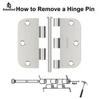 AmzGod Door Hinges Brushed Nickel - 42 Pack Nickel Door Hinges 3.5 Inch Rounded Interior Satin Nickel Door Hinge with 5/8" Radius - Flat Iron Residential Standard 3 1/2 Inches Silver Door Hardware