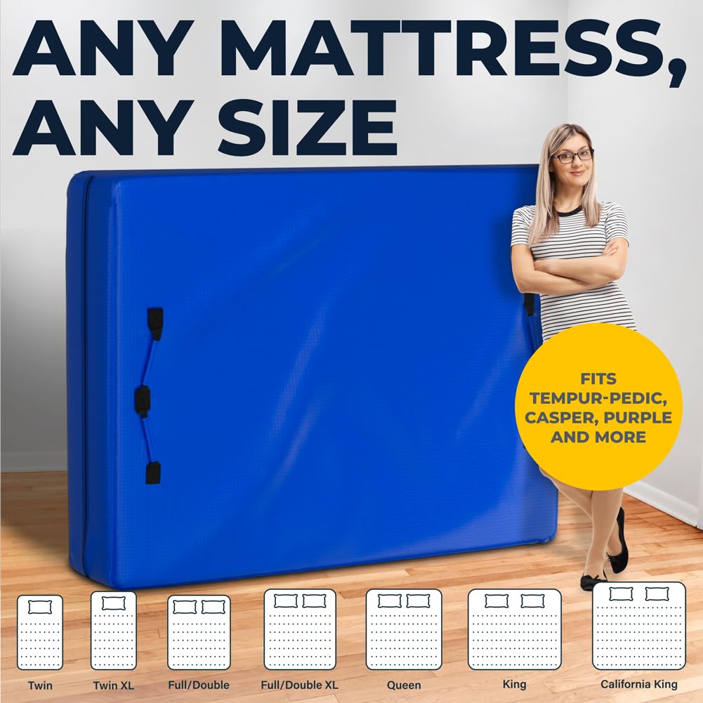 Mattress Bags for Moving and Storage | Extra Thick Heavy Duty Reusable Mattress Cover Protector Tarp with Premium Strong Zipper and 8 Patented Easy to Carry Handles (Full XL Size)