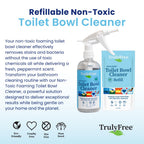Truly Free Toilet Bowl Cleaner - Heavy-Duty Stain Remover - Septic Safe, Plant-Based Formula - Fresh Peppermint Scent - 2 Refills (3oz) with Empty Refillable Bottle